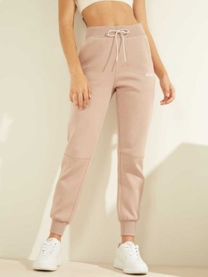 Apricot Guess Contrast Logo Women's Joggers | 9875-YJMIR