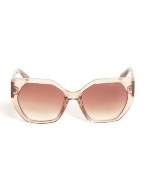 Apricot Guess Triangle Geometric Women's Sunglasses | 2914-QHNLK
