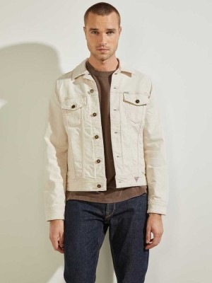 Beige Guess Dillon Denim Men's Jackets | 8349-HLWAK