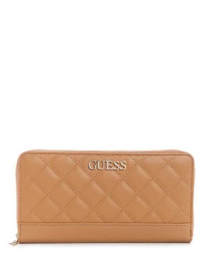Beige Guess Illy Check Organizer Women's Wallets | 2508-MYSBE