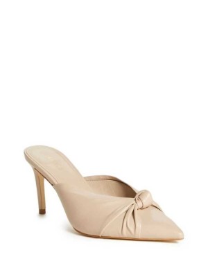 Beige Guess Knot Front Pointed Toe Mules Women's Mules | 7543-JHCVW