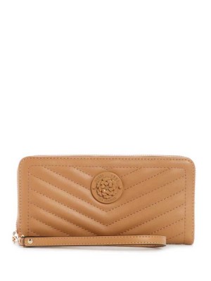 Beige Guess Lida Zip-Around Women's Wallets | 5904-ARTGD