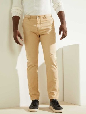 Beige Guess Max Men's Pants | 8609-IZFQH