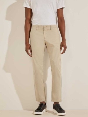 Beige Guess Myron Twill Skinny Men's Pants | 6097-XOPJN