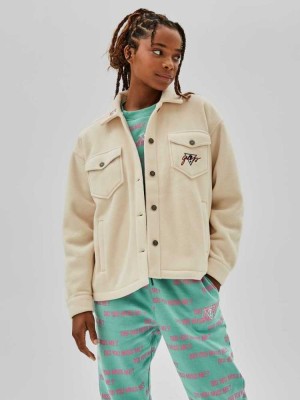 Beige Guess Originals x Anna Nicole Smith Overshirt Women's Shirts | 7531-BPFAN