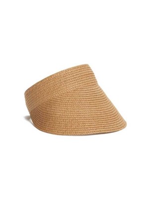 Beige Guess Straw Visor Women's Hats | 7904-ZPDGW