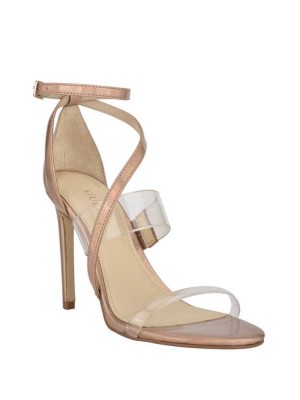 Beige Multicolor Guess Felecia Transparent Heeled Women's Heels Sandals | 0213-PSYNO