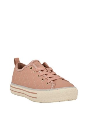 Beige Multicolor Guess Quilted Low-Top Women's Sneakers | 1286-MIOYU