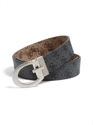 Black Brown Guess Reversible Logo Men's Belts | 5316-JAICO