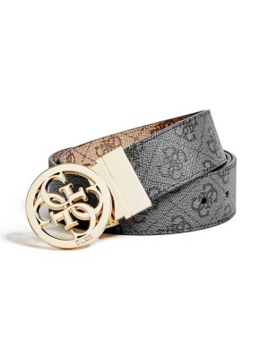 Black Brown Guess Reversible Quattro G Signature Women's Belts | 3508-QEAMX