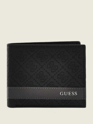 Black Grey Guess Mesa Double Billfold Men's Wallets | 2739-FCDQK