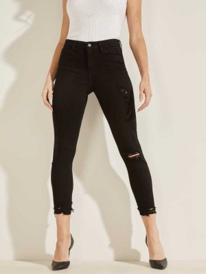 Black Guess 1981 Destroyed High-Rise Skinny Women's Jeans | 5923-TKYMP