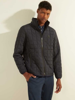Black Guess Active Nylon Puffer Men's Jackets | 0974-TDAHW