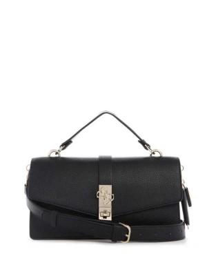 Black Guess Albury Top-Handle Flap Women's Crossbodies | 9185-ILBHA