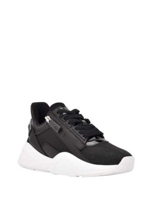 Black Guess Bailian Side-Zip Women's Sneakers | 9803-GHOBF