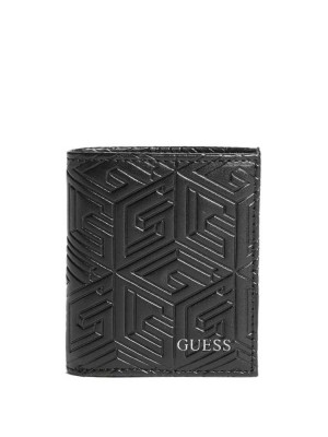 Black Guess Baldo Small Billfold Men's Wallets | 8473-LJUIQ