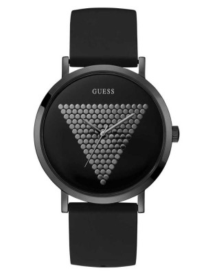 Black Guess Black and Hematite-Tone Analog Men's Watches | 0519-NIJWV