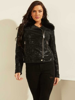 Black Guess Bora Faux-Fur Women's Jackets | 5926-GOLTK