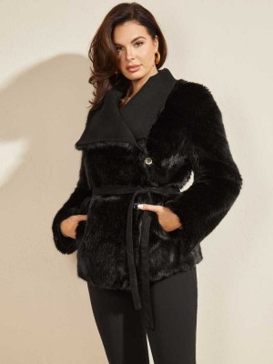 Black Guess Celine Double Women's Jackets | 8924-UWRFT