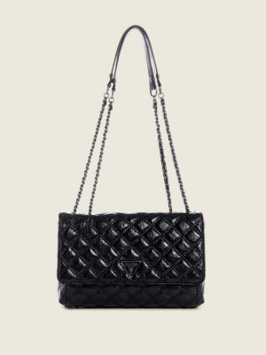 Black Guess Cessily Quilted Convertible Women's Crossbodies | 1765-UIBAL