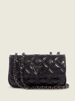 Black Guess Cessily Quilted Mini Convertible Women's Crossbodies | 0287-WONPJ