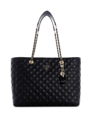Black Guess Cessily Quilted Women's Totes | 3189-XKFYJ