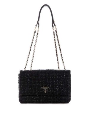 Black Guess Cessily Tweed Convertible Women's Crossbodies | 3621-KNWLT