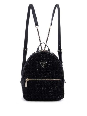 Black Guess Cessily Velvet Women's Backpacks | 3756-CIZJO