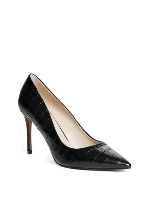 Black Guess Classic Crocodile Pump Women's Pumps | 8064-TPOYG
