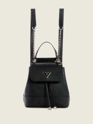 Black Guess Cordelia Convertible Women's Backpacks | 9415-MPTQJ