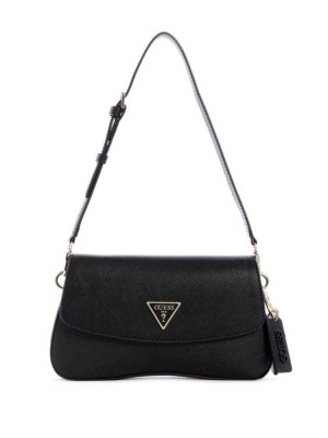 Black Guess Cordelia Flap Women's Shoulder Bags | 3507-VQTOD