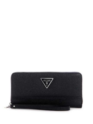 Black Guess Cordelia Zip-Around Women's Wallets | 1902-KAVYD