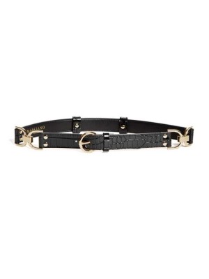 Black Guess Crocodile Hardware Women's Belts | 5302-WQGDP