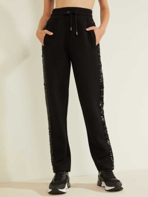 Black Guess Dalida Women's Sweatpants | 0418-AJWLU