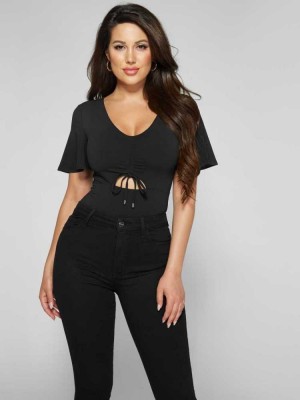 Black Guess Darling Cutout Women's Bodysuit | 9160-WNCRU