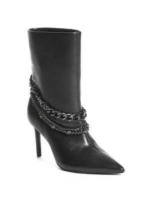 Black Guess Dasilde Chain Women's Booties | 0247-ROTLB