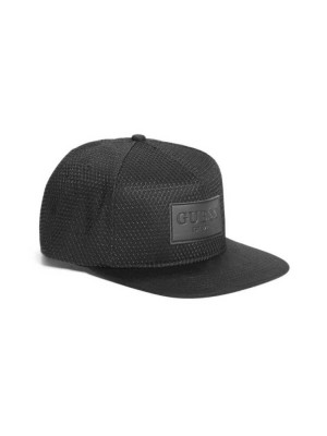 Black Guess Dave Mesh Flat Brim Snapback Men's Hats | 2468-THIOW