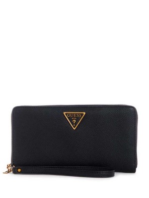 Black Guess Destiny Check Organizer Women's Wallets | 3415-AVCIQ