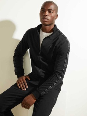 Black Guess Eco Arlo Logo Tape Men's Jackets | 5286-VOZUM