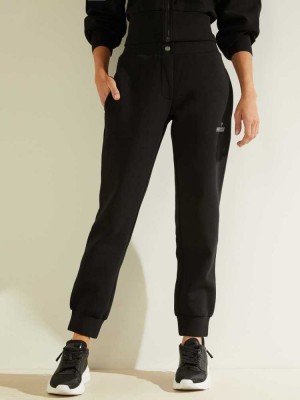Black Guess Eco Caren Women's Joggers | 1604-OUPJI
