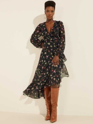 Black Guess Eco Darcelle Women's Dresses | 3097-RZECI