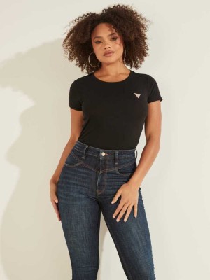 Black Guess Eco Logo Baby Women's T-Shirts | 9734-WDLMC