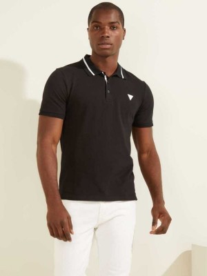 Black Guess Eco Lyle Men's Polo Shirts | 3681-LPJHX