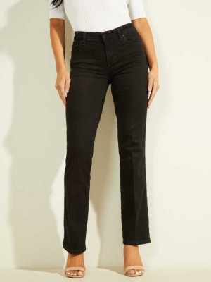 Black Guess Eco Mid-Rise Sexy Straight Leg Women's Jeans | 0685-ZWHEA