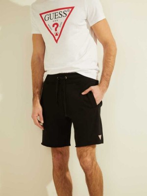 Black Guess Eco Roy Fleece Men's Shorts | 3207-SRCEF
