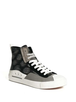 Black Guess Ederle Geo High-Top Men's Sneakers | 2739-LQFEO