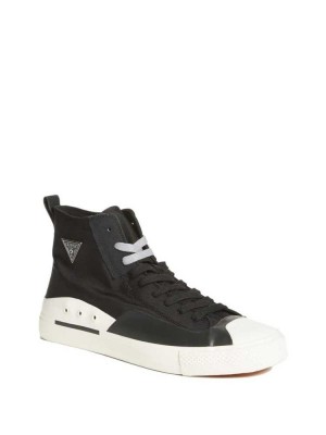 Black Guess Ederle High-Top Men's Sneakers | 0269-DCEQT