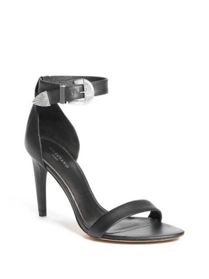 Black Guess Elin Buckle Women's Heels Sandals | 1724-NLKDR