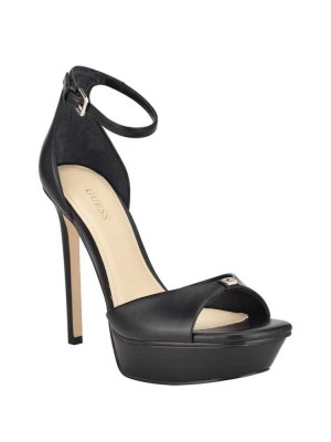 Black Guess Ellsyn Peep-Toe Stilettos Women's Heels Sandals | 4093-GCIMA