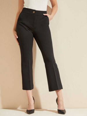 Black Guess Evelyn Cropped Women's Pants | 9621-QRAXL